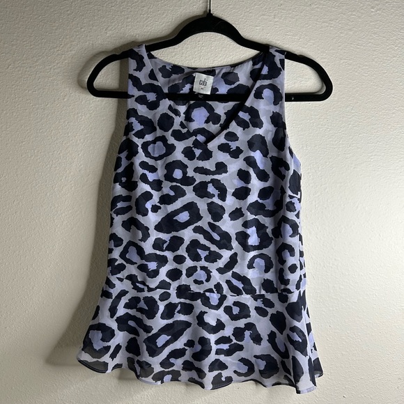 CAbi Blue and Black Peplum Top - Picture 1 of 3